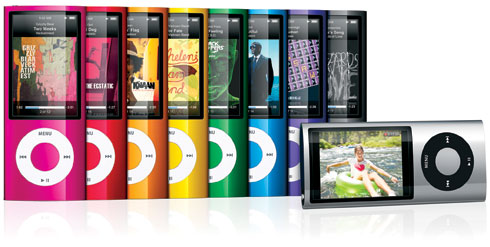 The iPod nano 5th Gen was offered in pink, red, orange, yellow, green, blue, 